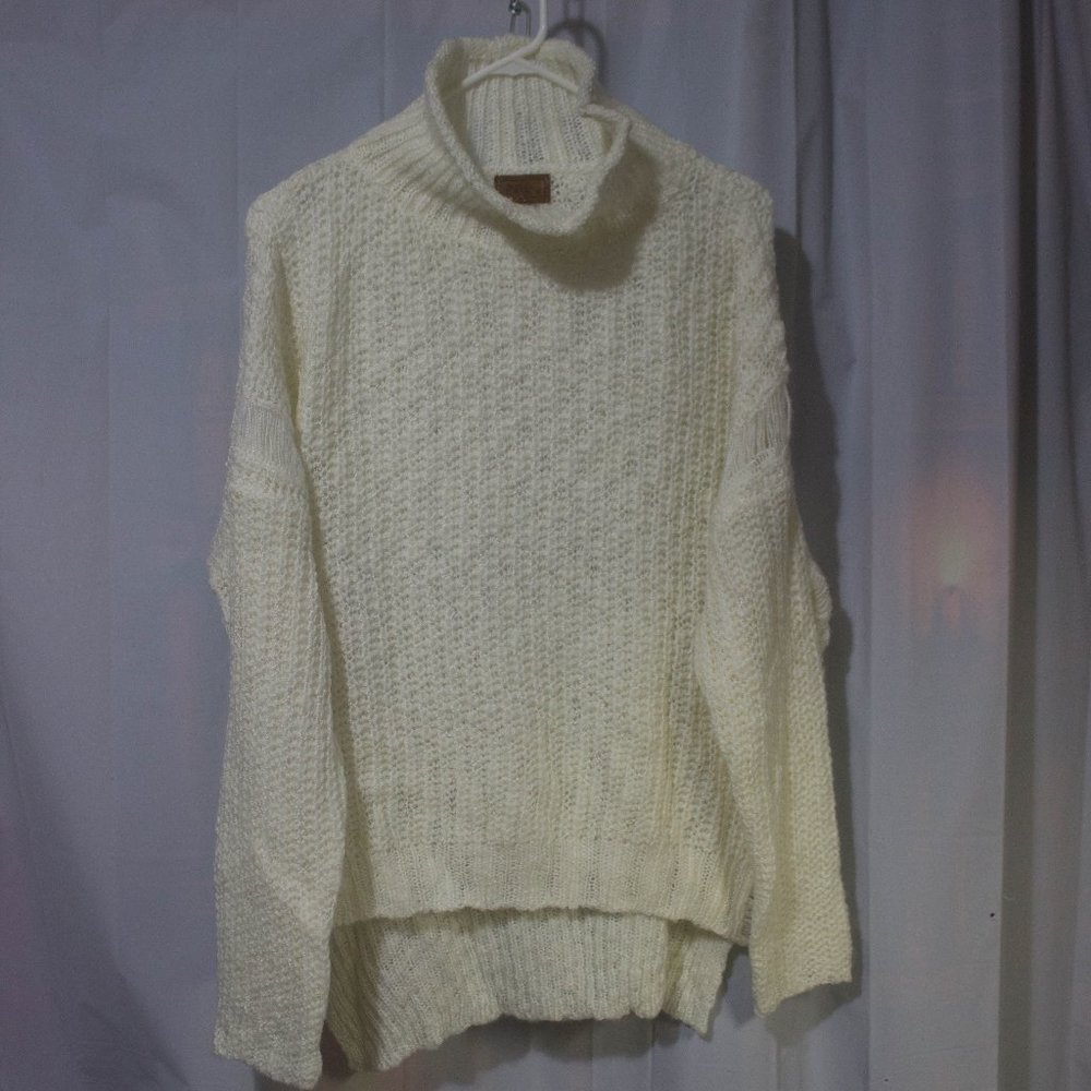 POL Over Sized Mock Neck Women's Sweater Ivory Size Small